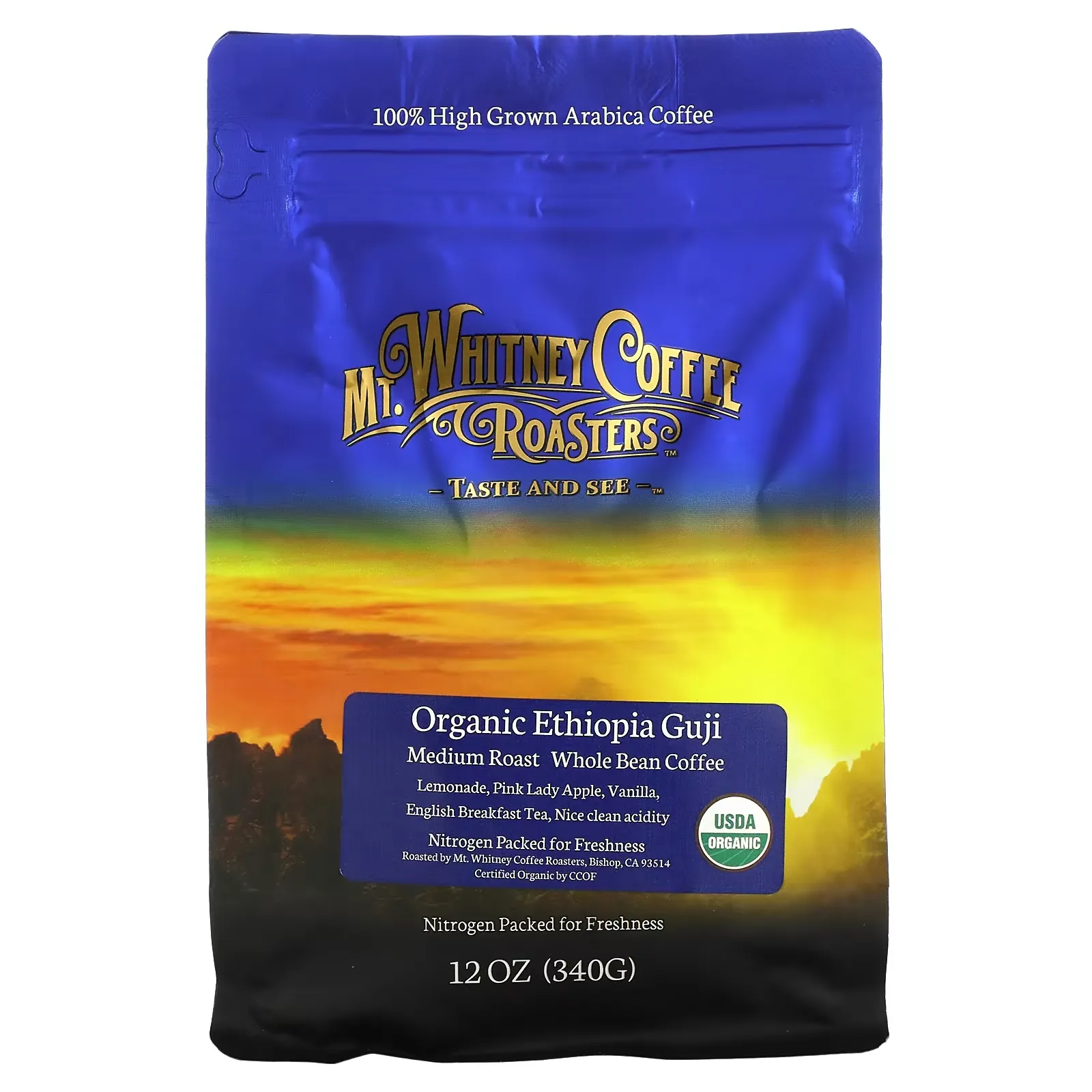 Organic Ethiopia Guji, Whole Bean Coffee, Medium Roast, 12 oz (340 g)