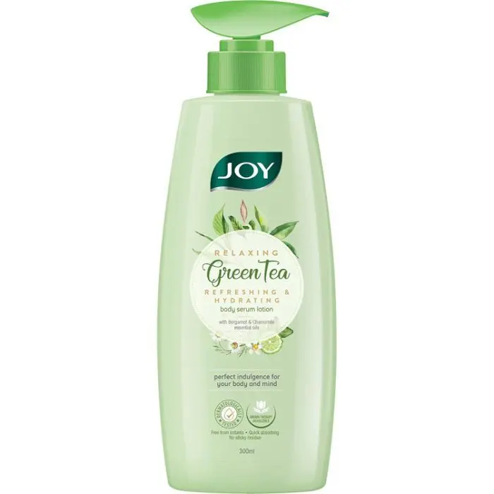 Joy Relaxing Green Tea Body Serum Lotion | Refreshing & Hydrating | With Bergamot & Chamomile Essential Oil | Quick Absorbing & Skin Glowing | Body Serum Lotion | For All Skin Types | 300 ml