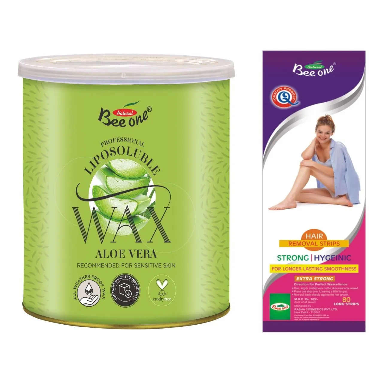 Beeone Waxing Combo - Aloevera Liposoluble Wax + Disposable Strips