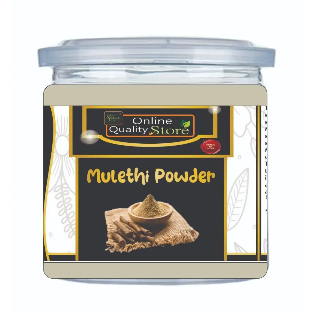 Online Quality Store Mulethi Powder - 100 g |Licorice (Mulethi) Powder |Yashtimadhu ,Liquorice |glycyrrhiza glabra powder |pure mulethi powder for face,body,skin, & hair{Jar_Mulethi_powder_100g}