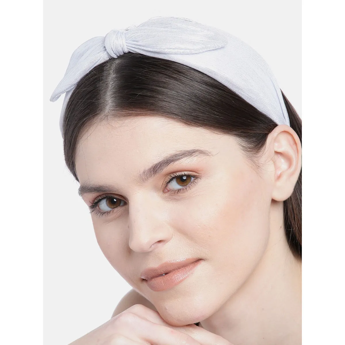 Blueberry Silver Lurex Bunny Knot Hairband