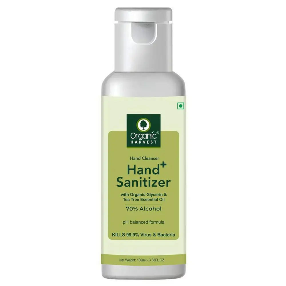 Organic Harvest Hand Cleanser & Sanitizer,  Fragrance Free  100 ml  Kills 99.9% Virus & Bacteria (Pack of 3)