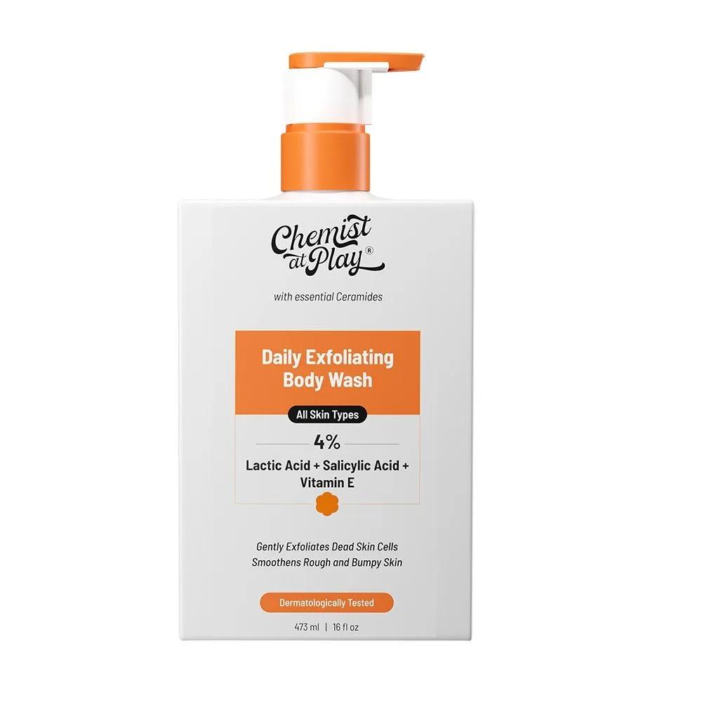 Chemist At Play Exfoliating Body Wash With 4% Lactic Acid + Salicylic Acid & Vitamin E For Dry- Rough & Bumpy Skin