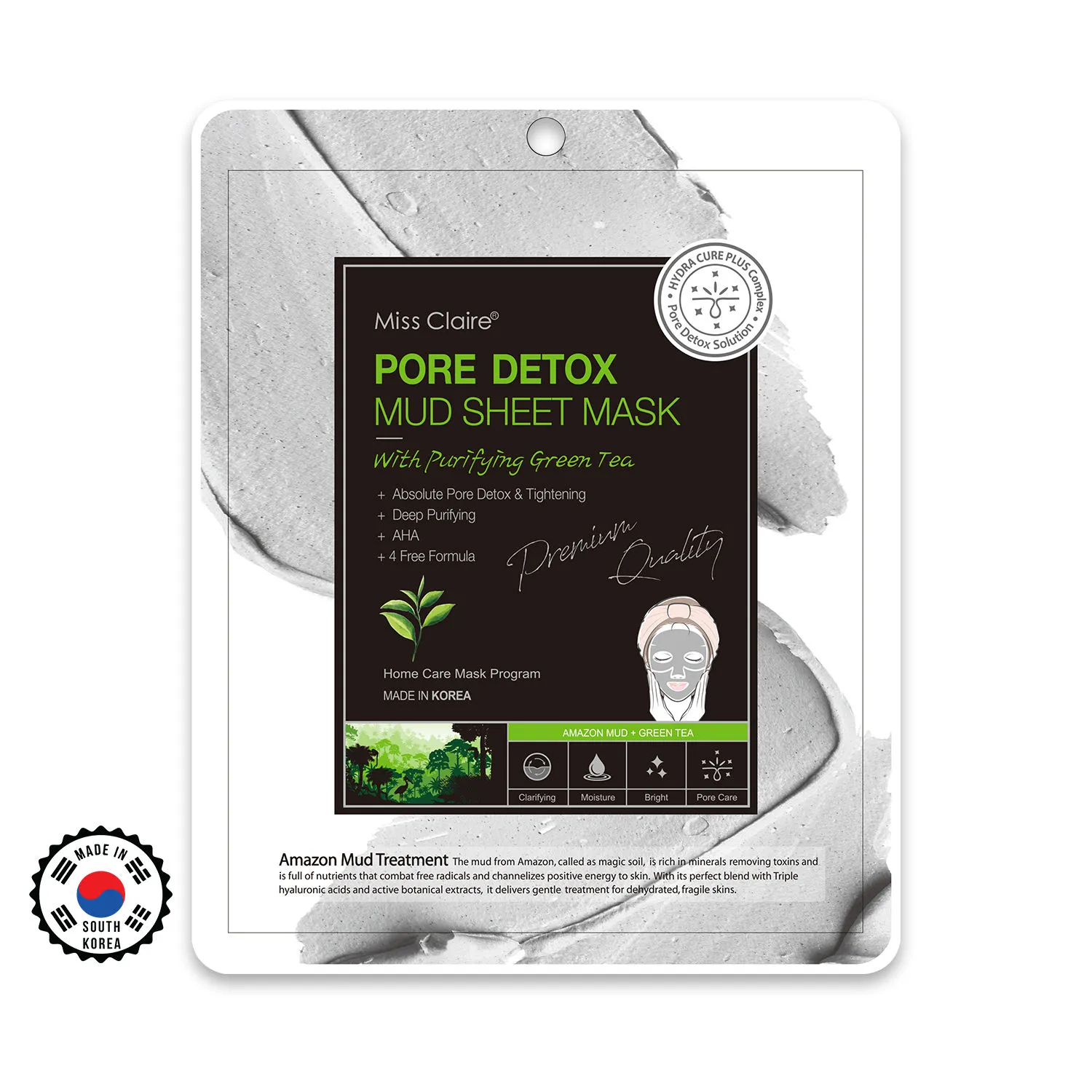 Miss Claire Pore Detox Mud Sheet Mask With Purifying Green Tea