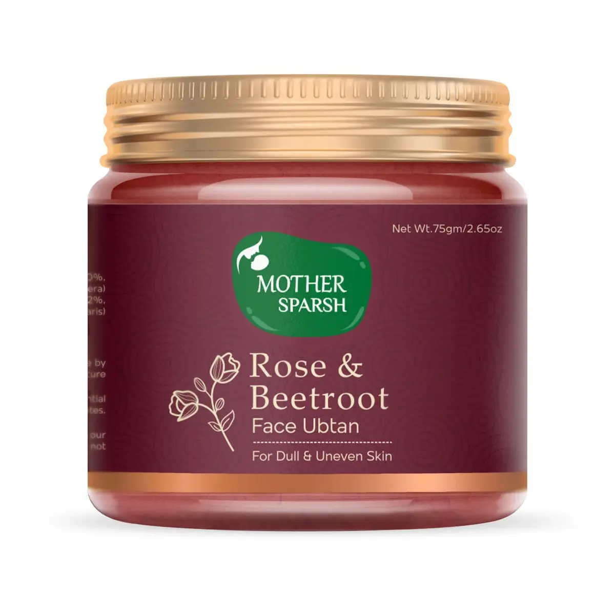 Mother Sparsh Rose & Beetroot Face Ubtan Powder for Natural Radiance Enriched with Rose, Beetroot, Mosambi & Cashews (Best For All Skin Type)- 75 gm