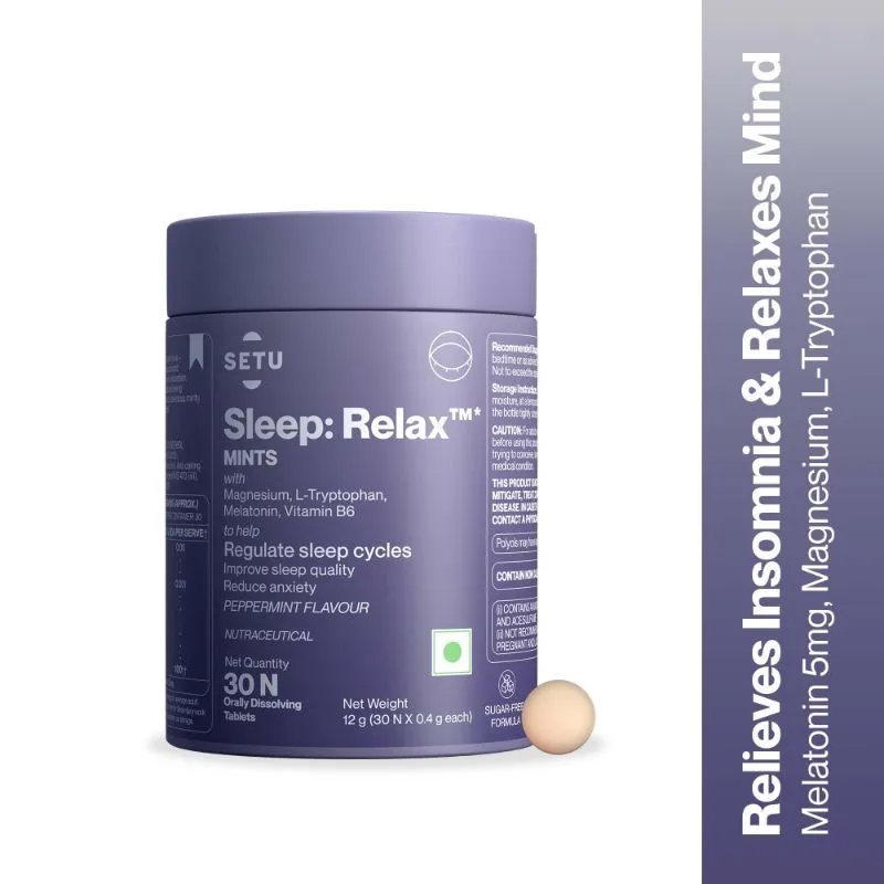 Setu Sleep Relax Mints - Helps Improve Sleep Quality - Melatonin 5mg - Peppermint Flavour