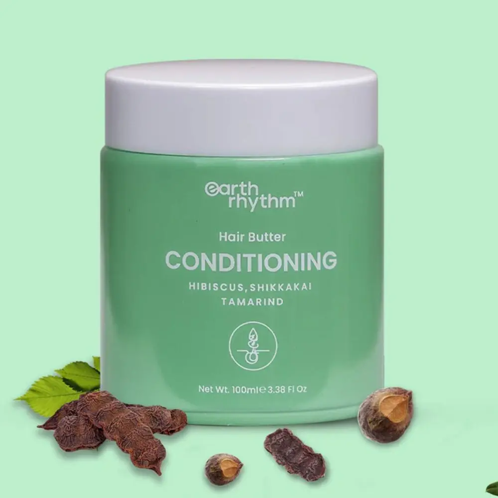 Earth Rhythm Conditioning Hair Butter with the goodness of Hibiscus, Shikakai & Tamarind | Strengthens Hair Follicles, Prevent Split Ends, Makes Hair Silky & Smooth | for All Hair Types | Men & Women - 100 ML