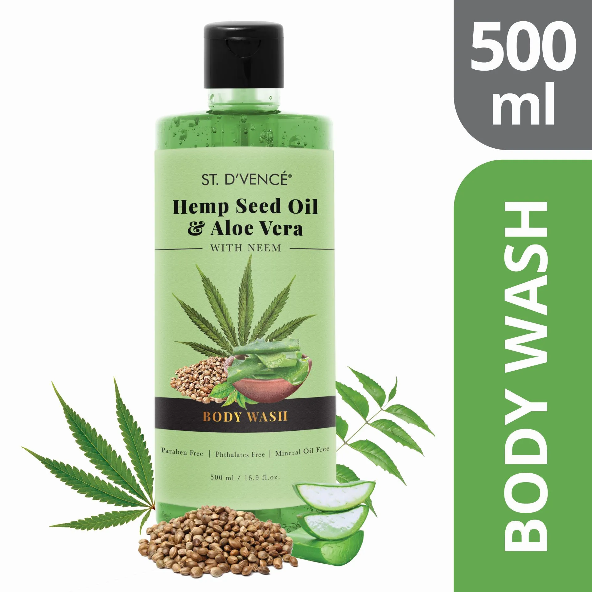 St. D'vence Hemp Seed Oil & Aloe Vera Body Wash With Neem