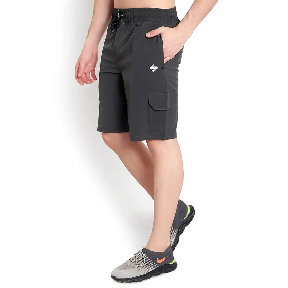 John Ally Dry-Fit Gym Workout Shorts with Zipper Pockets & Cargo Deep Pockets,  Medium  Gunmetal Grey