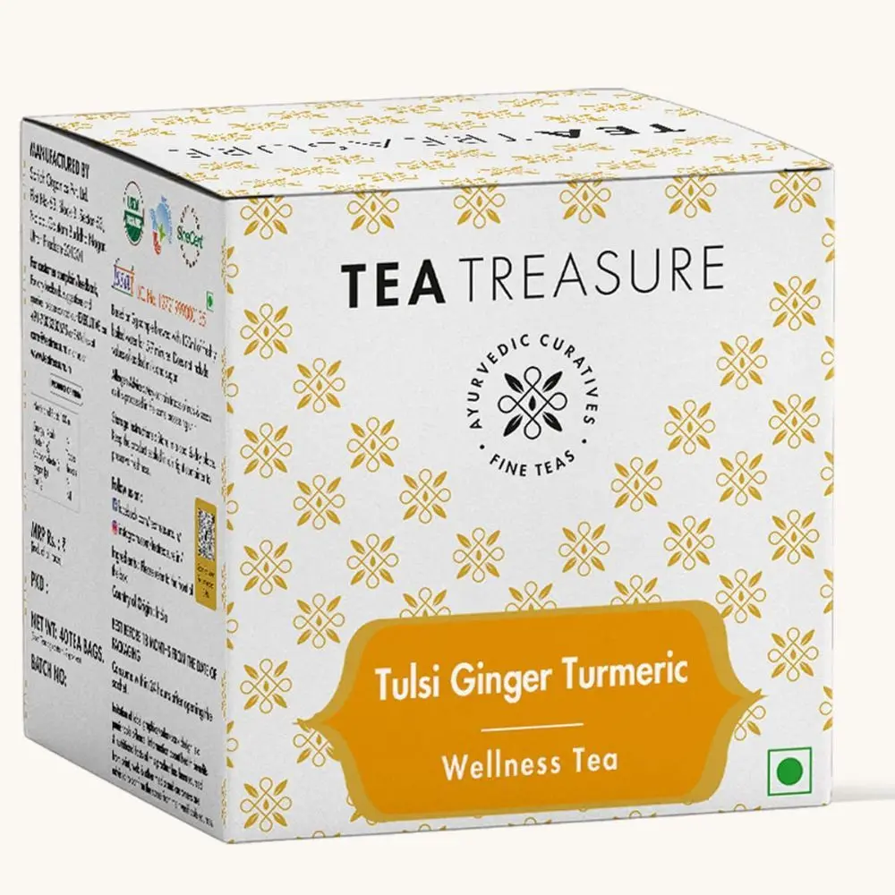 Tea Treasure Tulsi Ginger Turmeric Tea - 10 Tea Bag