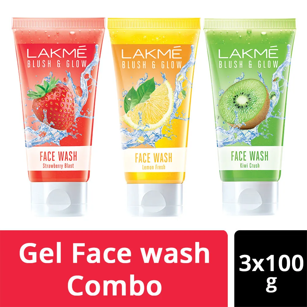 Lakme Facewash Strawberry + Kiwi + Lemon Combo