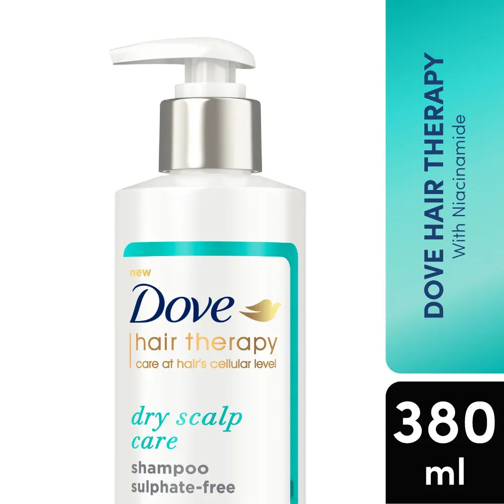 Dove Hair Therapy Dry Scalp Care Sulphate-Free Shampoo, No Parabens & Dyes, With Niacinamide to relieve scalp dryness for smooth hair, 380 ml