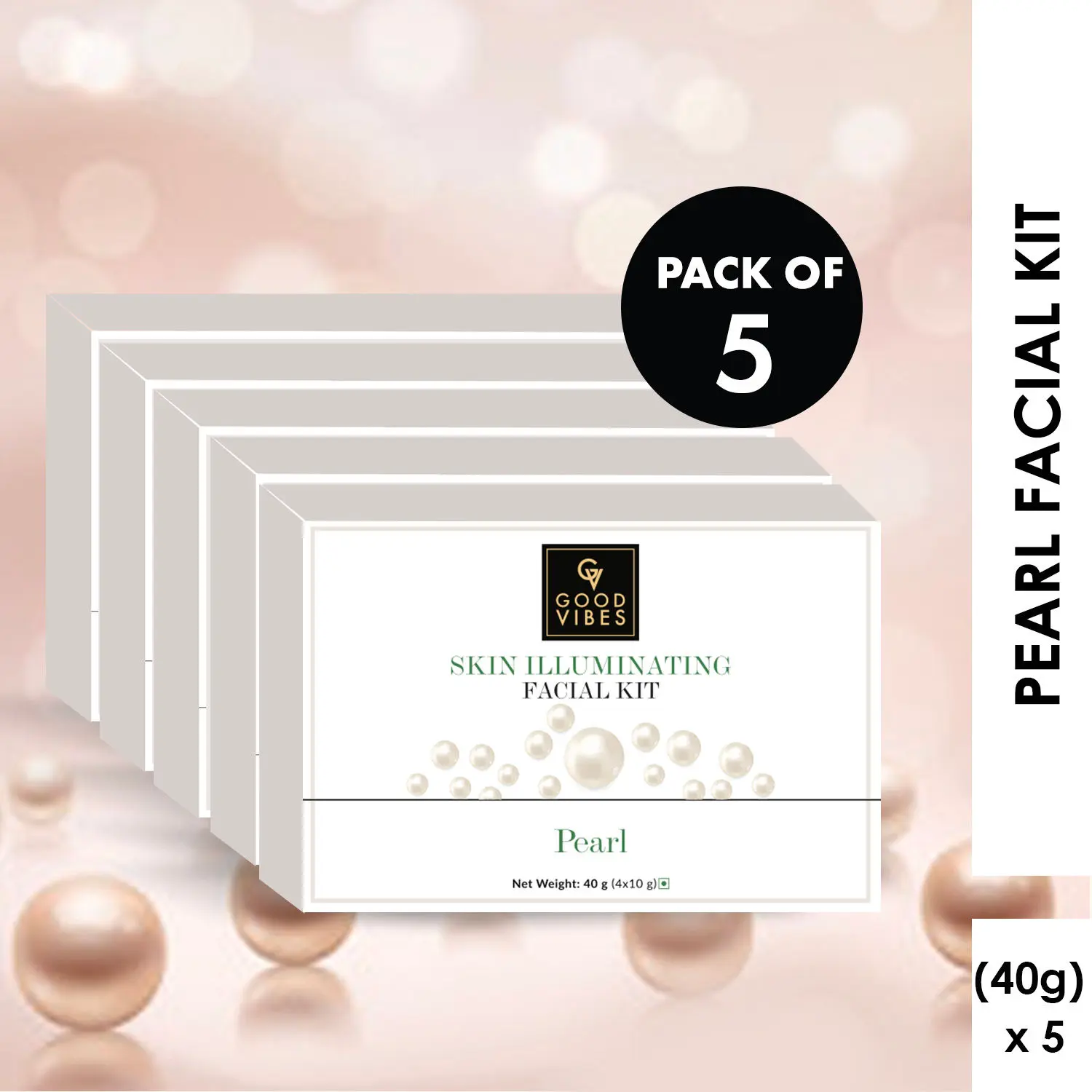 Good Vibes Pearl Illuminating Skin Facial Kit (Pack of 5)