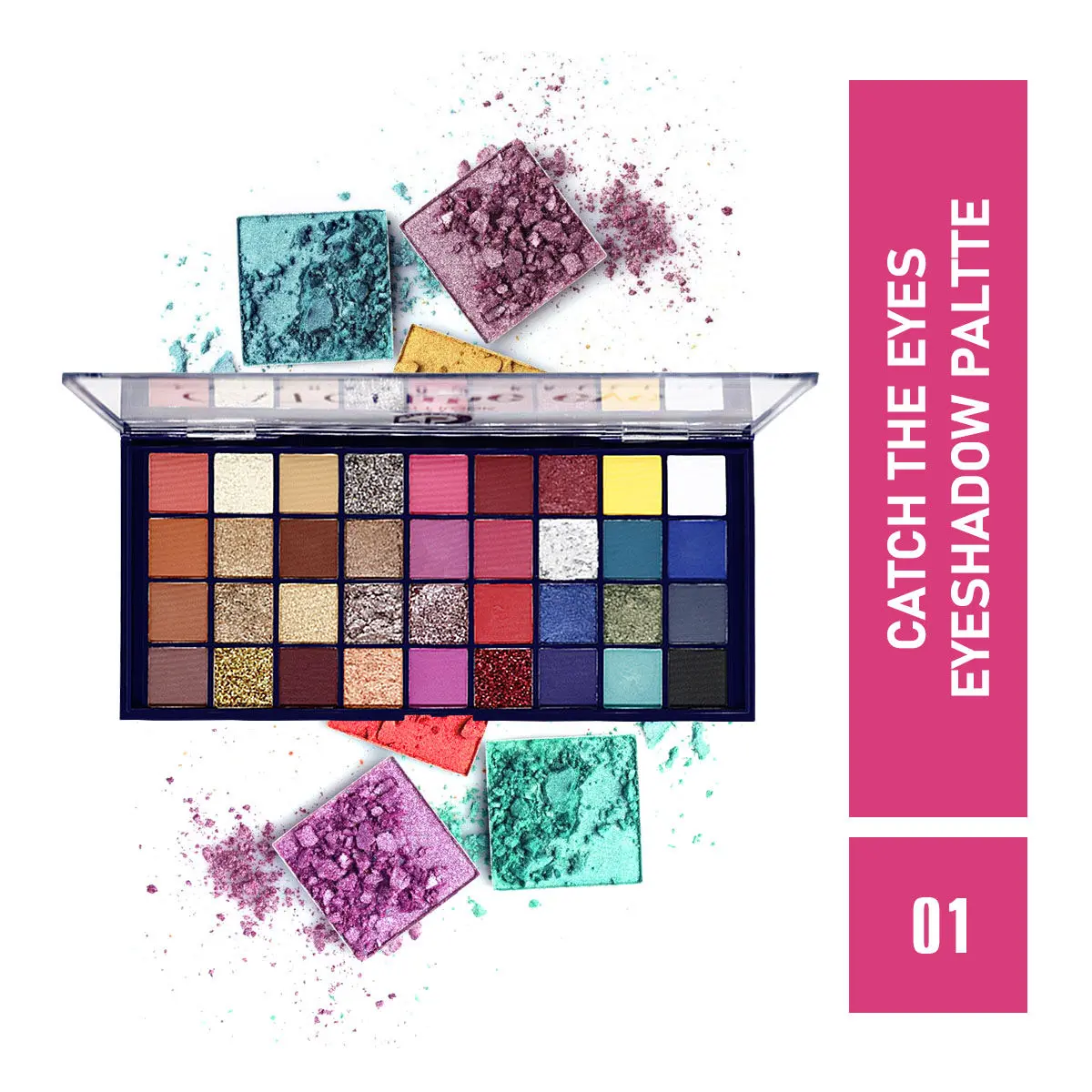 Mattlook 36 Colours Catch the Eyeshadow Palette, Flawless Shades, Waterproof Durable Highly Pigmented Eye Makeup Set Gift for Women, Multicolour- 01 (20.5g)