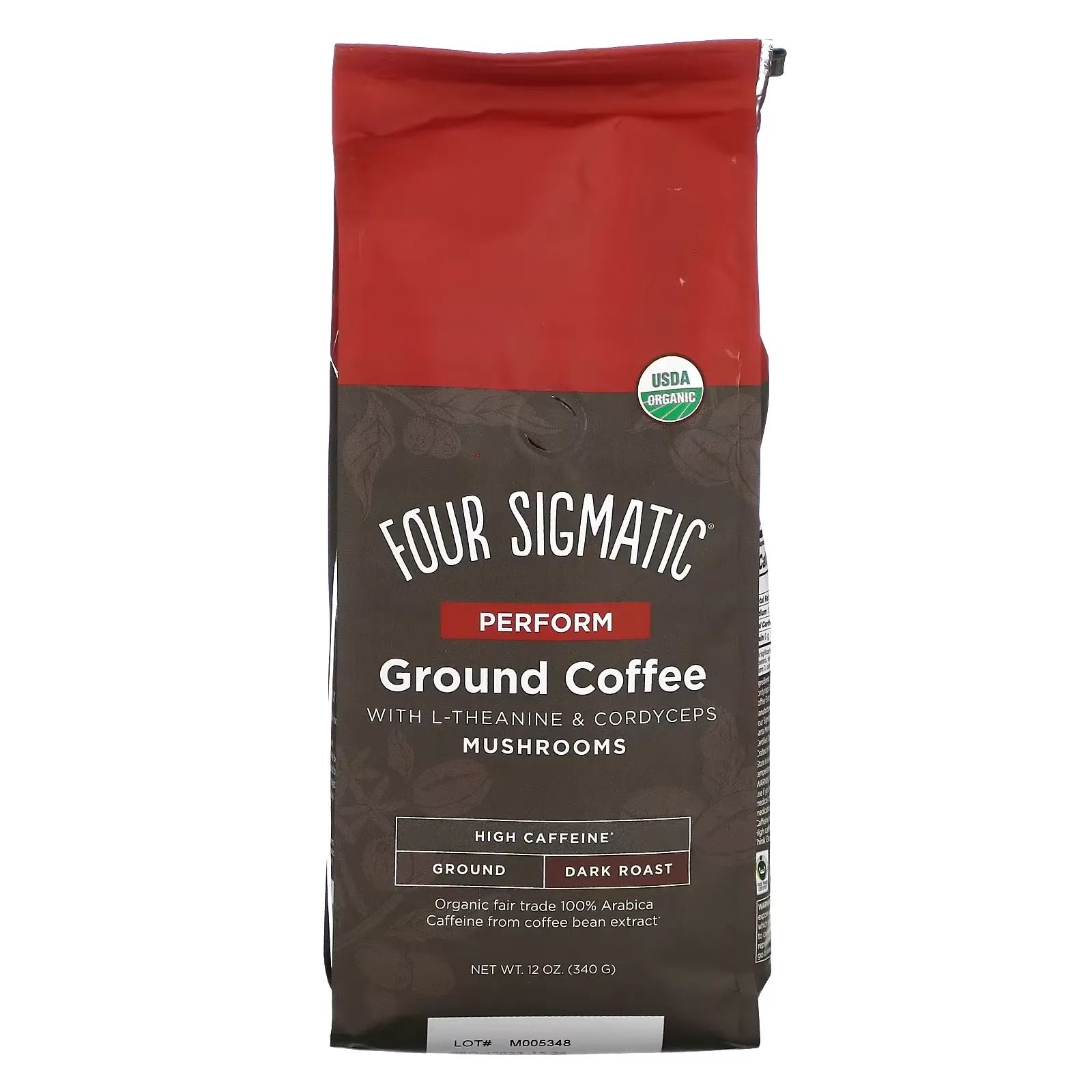 Ground Coffee with L-Theanine & Cordyceps Mushrooms, Perform, Dark Roast, 12 oz (340 g)