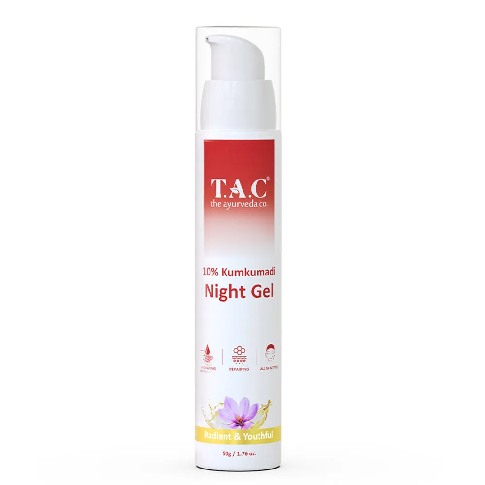 TAC - The Ayurveda Co. 10% Kumkumadi Night Gel with Saffron, Hydrating Cream for Pigmentation