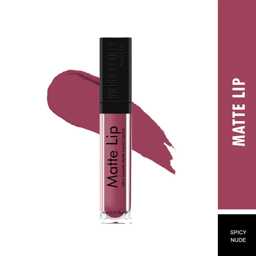 Swiss Beauty Matte Lip Ultra Smooth Matte Liquid Lipstick - 20 Spicy Nude