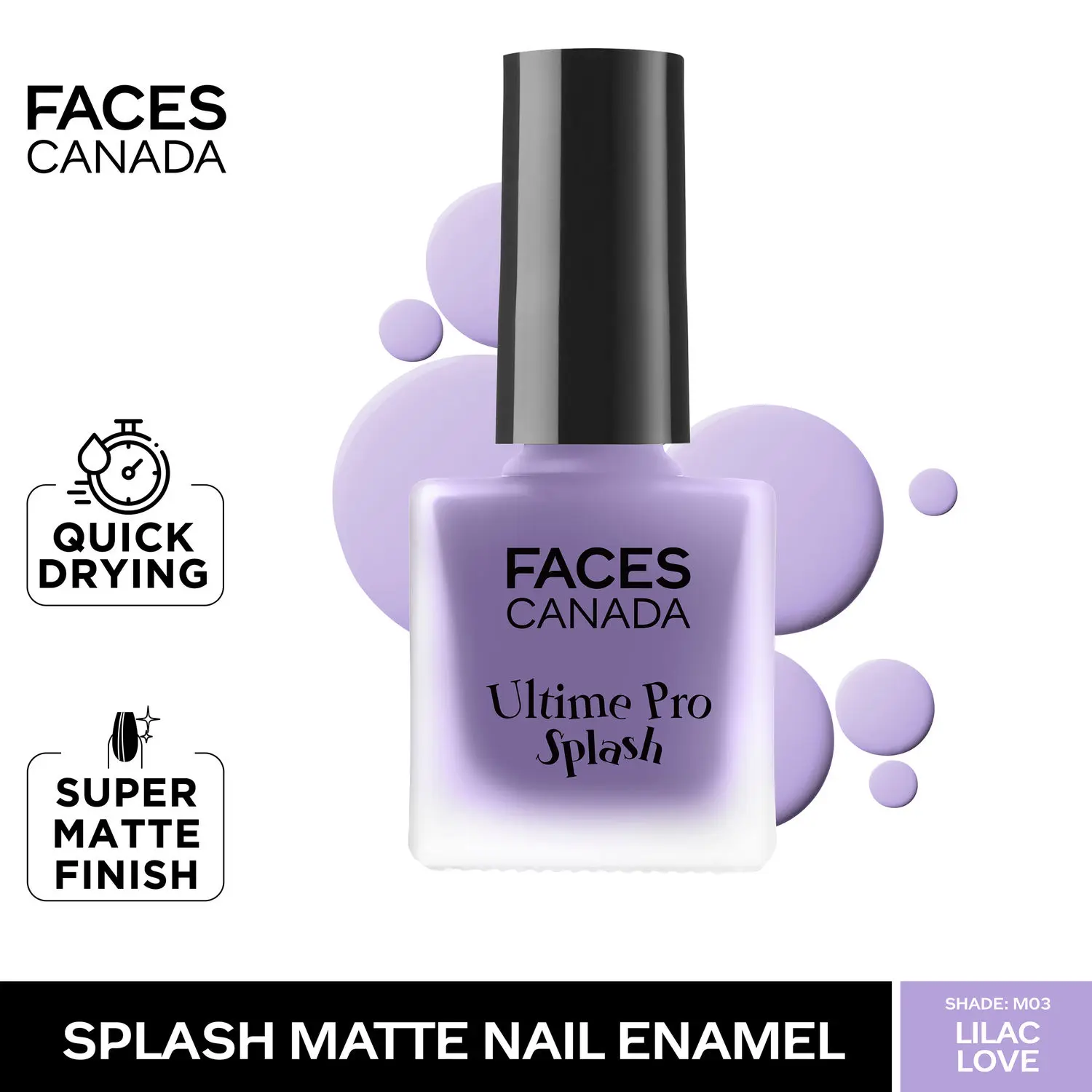 Faces Canada Ultime Pro Splash Matte Nail Enamel Lilac Love M03 MRP 149