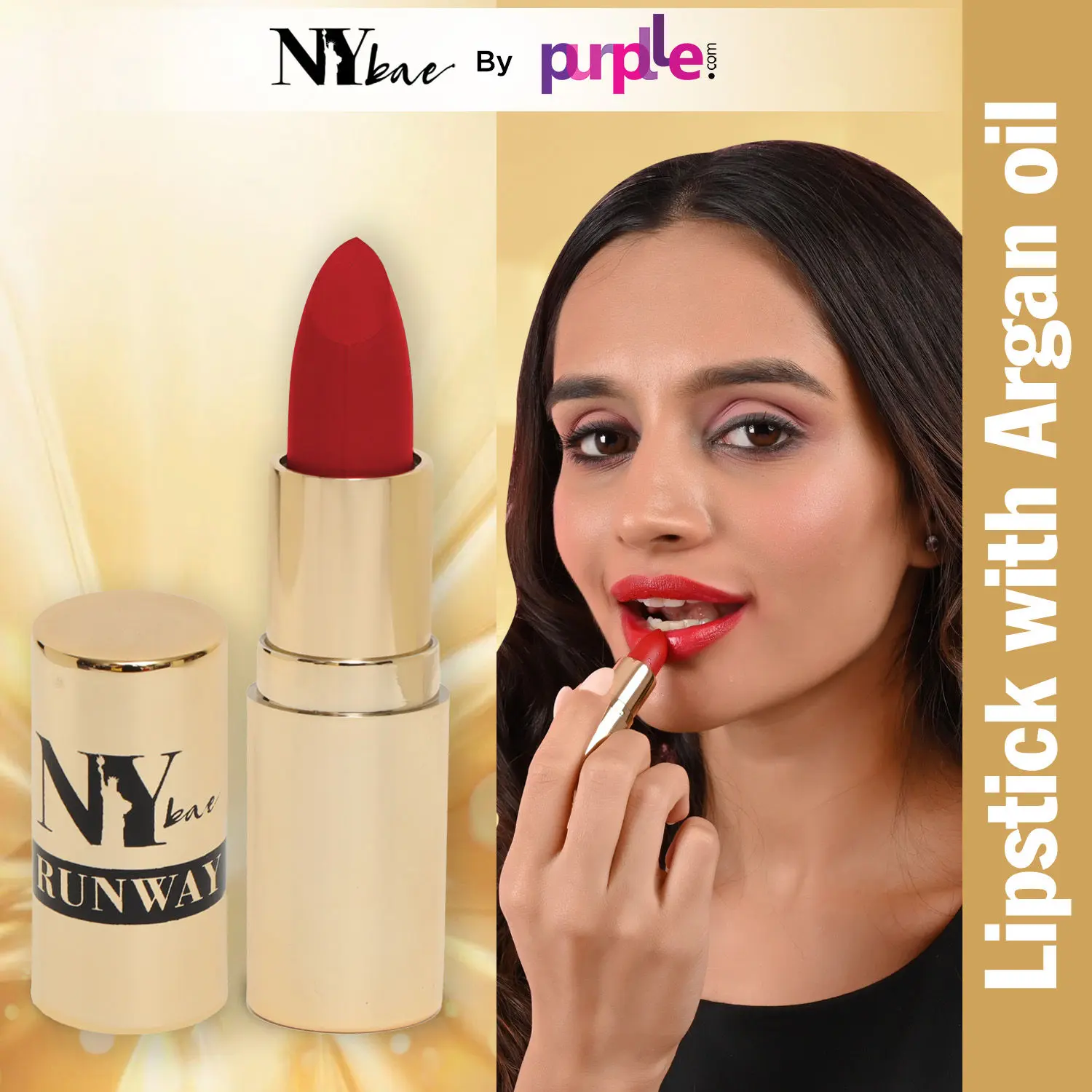 NY Bae Argan Oil Infused Matte Lipstick Runway Range - On Fleek 15 (4.5 g) | Red | Rich Colour | Full Coverage | Long lasting | Cruelty Free