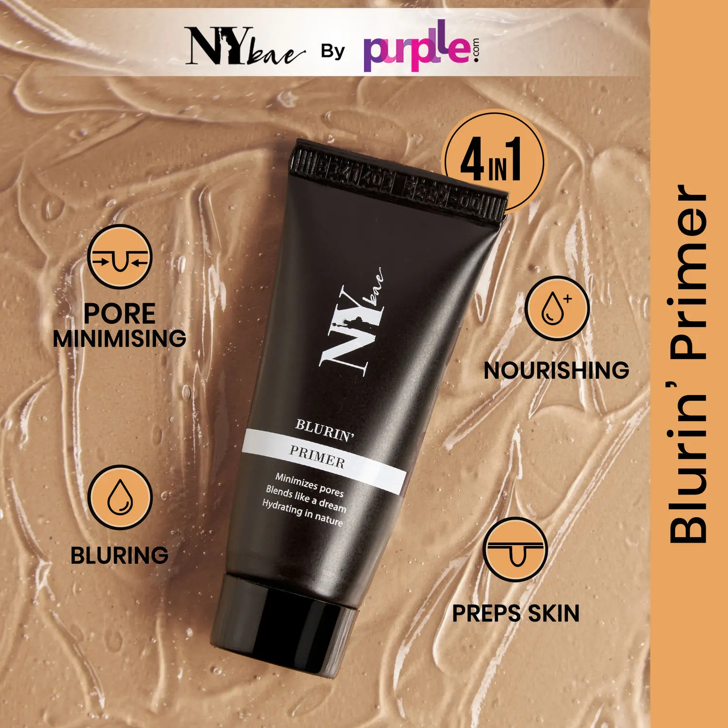 NY Bae Blurin' Primer (15 g) | 4 in 1 Face Primer | Preps, Blurs Pores, Protects, Nourishes | Vitamin E | Clear | Lightweight | Smooth Finish