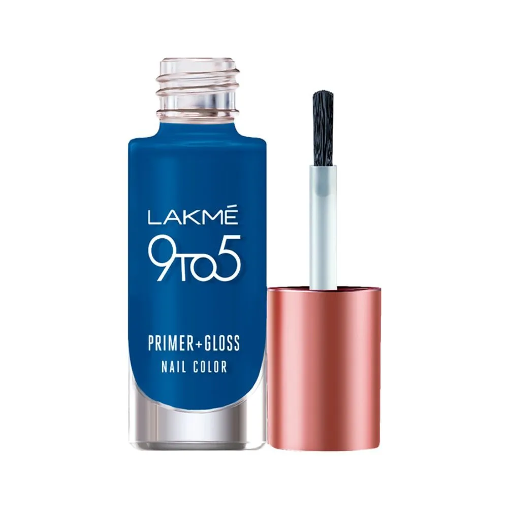 Lakme 9 To 5 Primer + Gloss Nail Colour - Blue Ocean