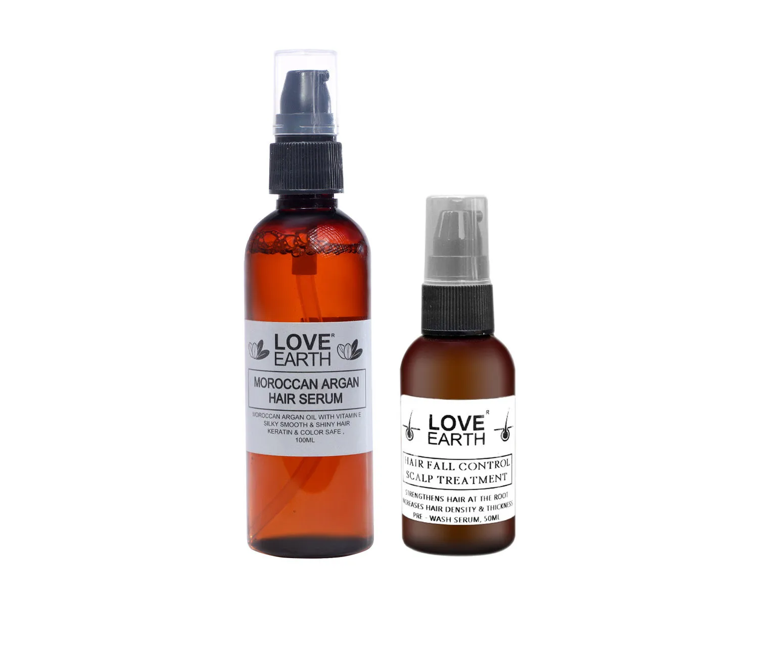 Love Earth Hair Serum Combo with Essential Oils & Herbal Extracts for Smooth and Frizz Free Hair