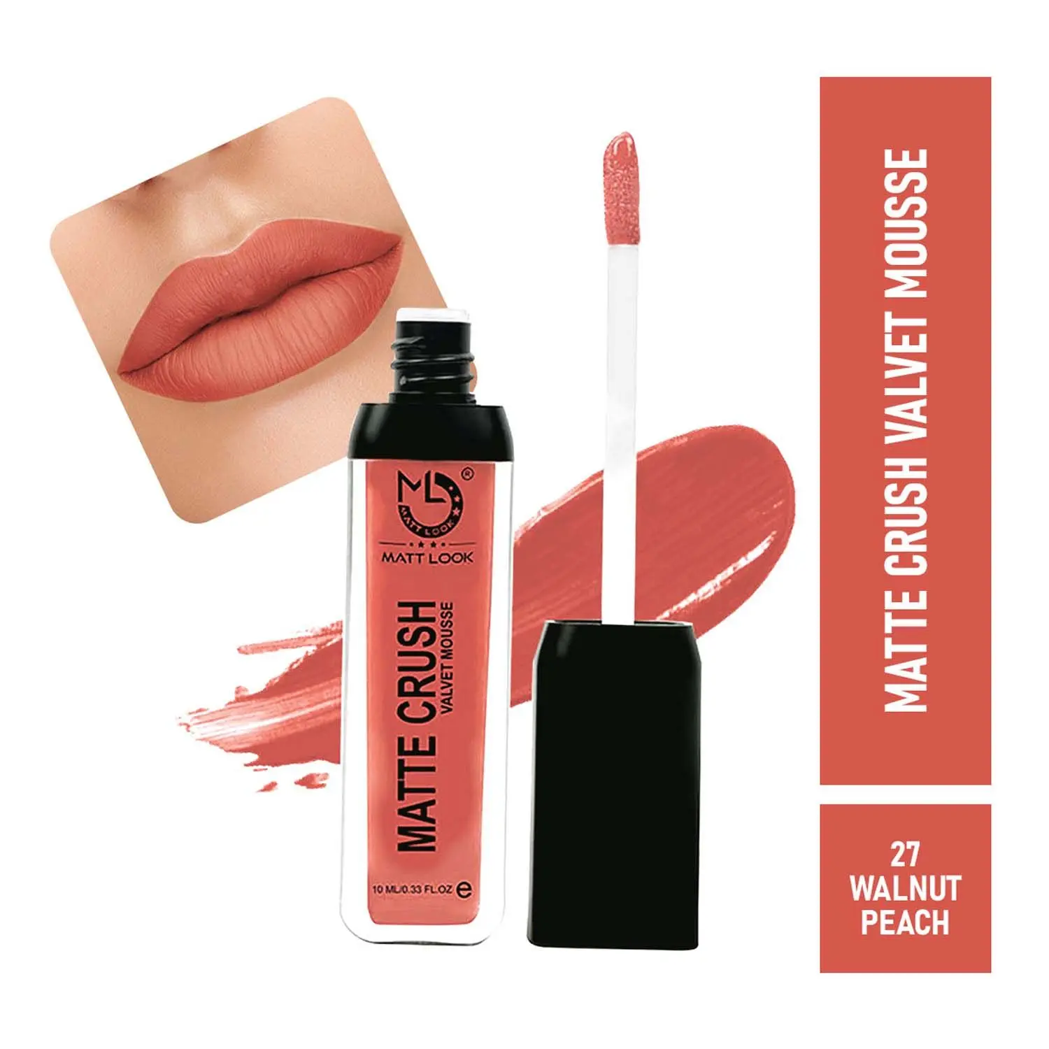 Matt look Matte Crush Velvet Mousse Lipstick, Walnut Peach (10ml)