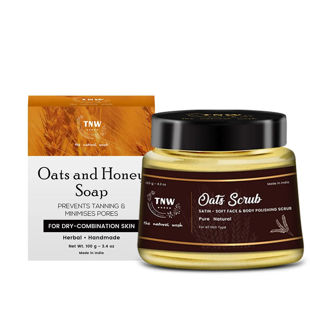 TNW The Natural Wash Oats Combo Of Oats Scrub + Oats And Honey Soap For Improved Skin