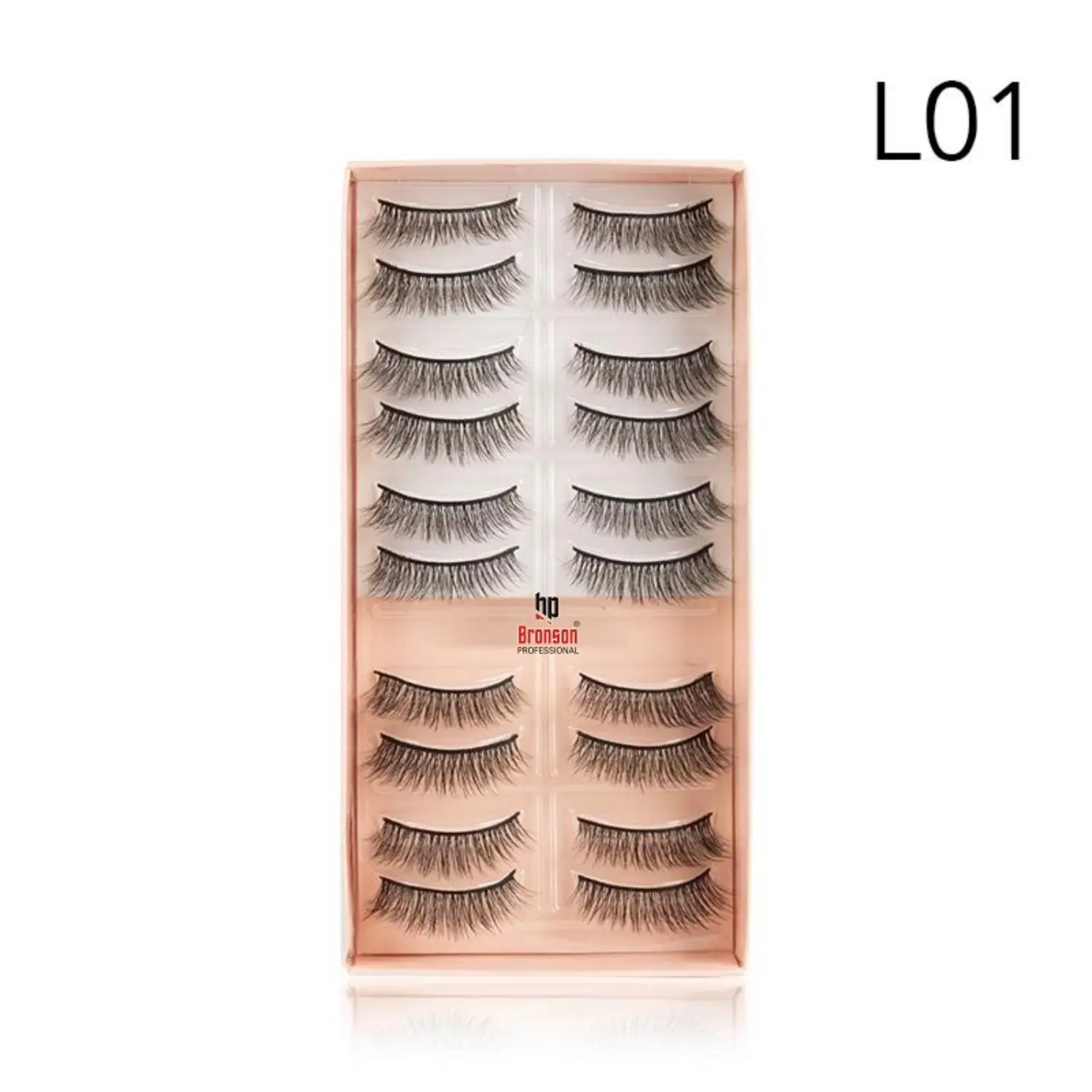 Eyelash set 3D false long and natural eye makeup 10 pairs No. L01