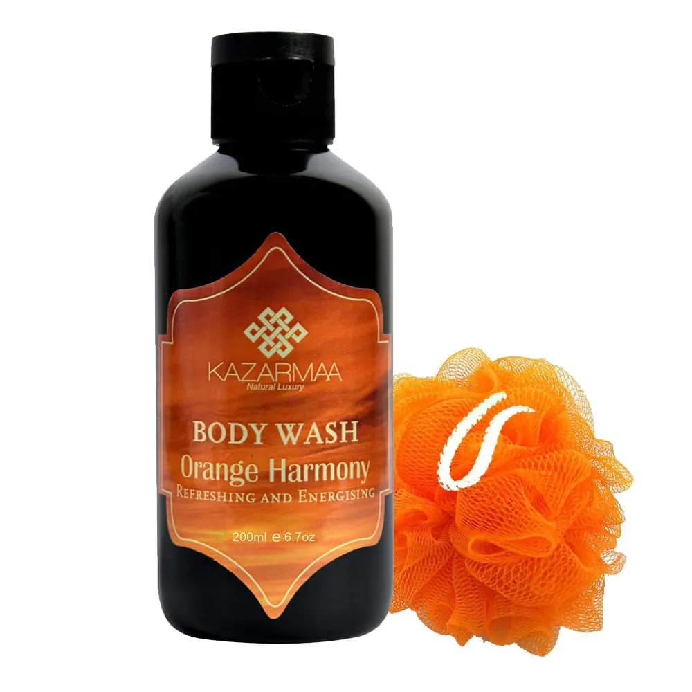 Kazarmaa Refreshing And Energizing Orange Shower Gel Paraben & Silicone Free-with Loofah