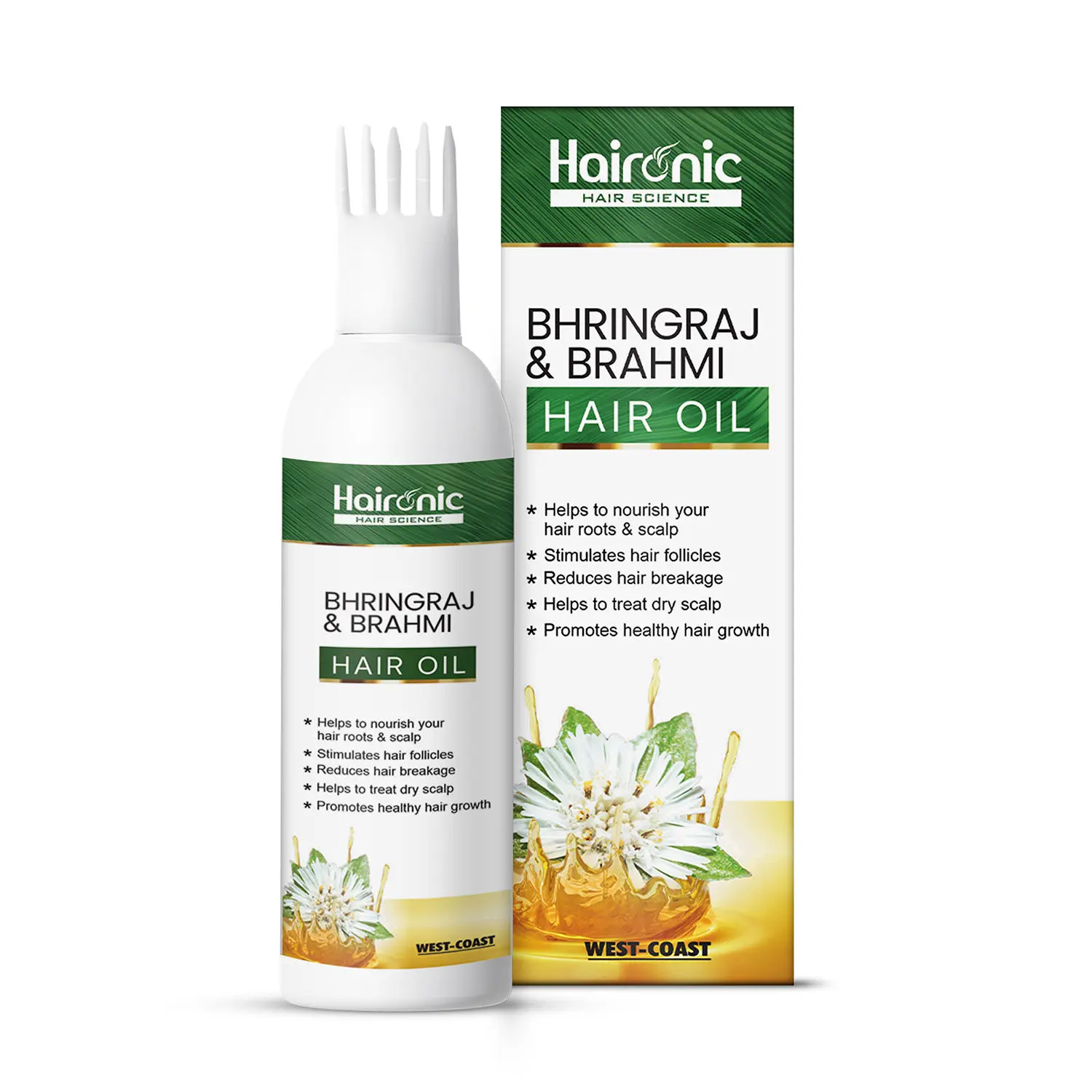 Haironic Hair Science Bhringraj & Brahmi Hair Oil | Helps To Nourish Your Hair Roots & Scalp for All Hair Type - 100ml