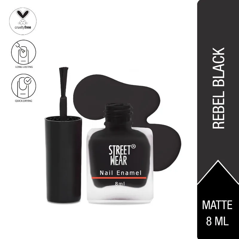 Street Wear Matte Nail Enamel - Rebel Black