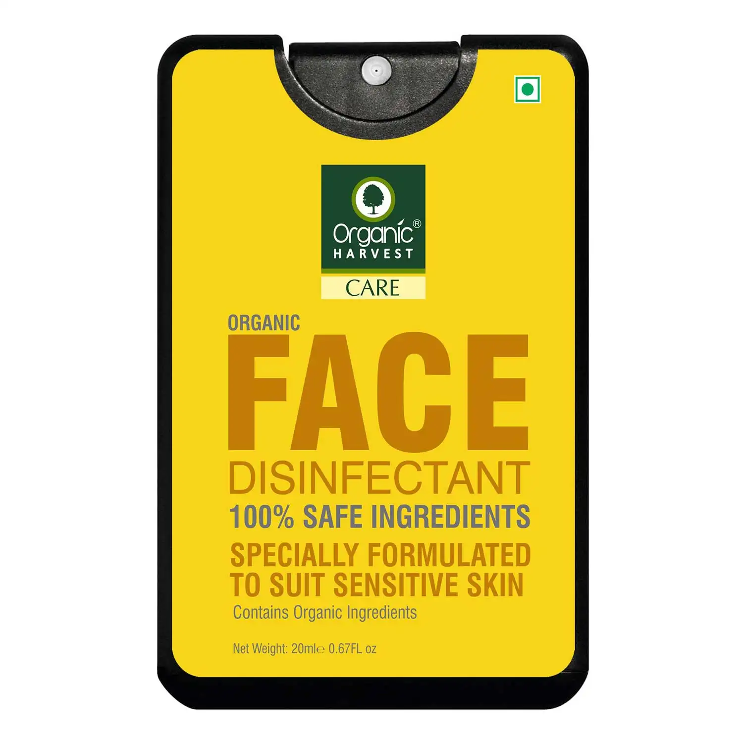 Organic Harvest Face Disinfectant Mist,  Fragrance Free  20 ml  for Sensitive Skin