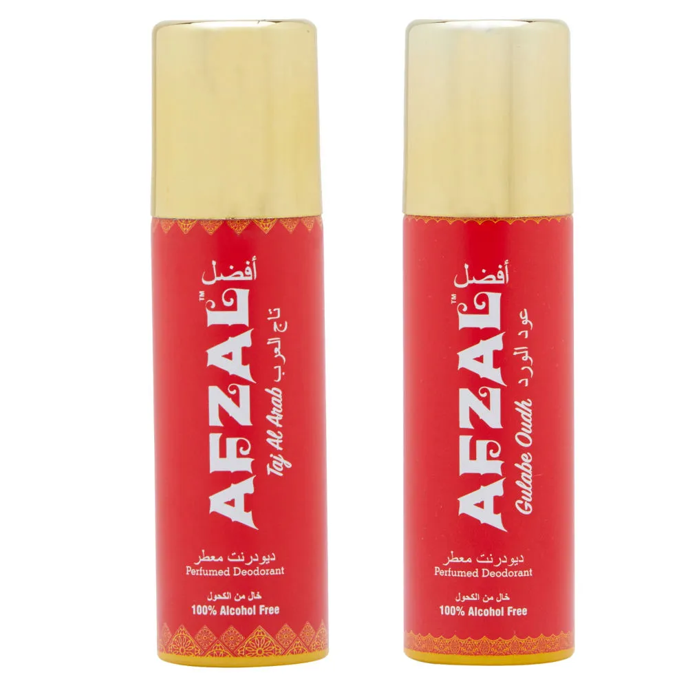 Afzal Non Alcoholic Gulabe Oudh & Taj Al Arab Combo Deodorants - Pack Of 2