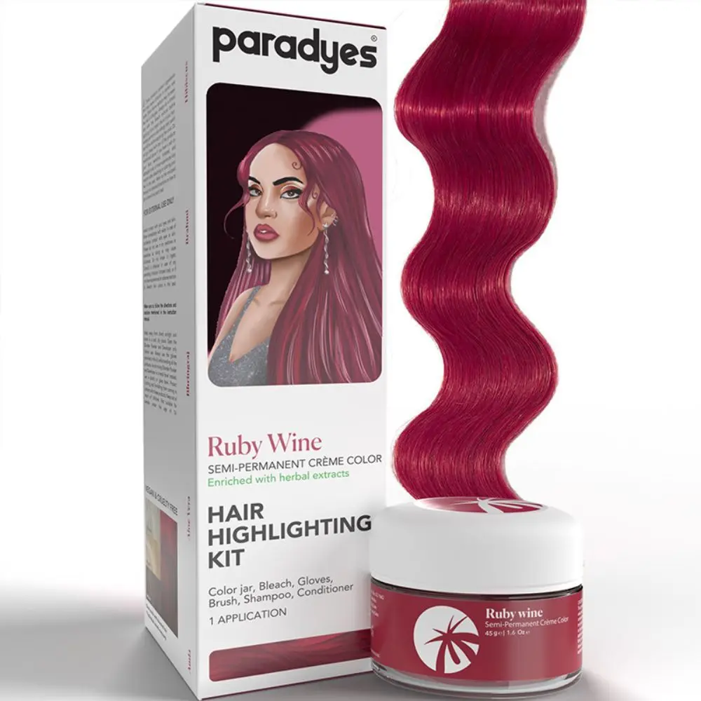 Paradyes Ammonia Free Semi-permanent Hair Color Highlighting Kit (Ruby Wine)