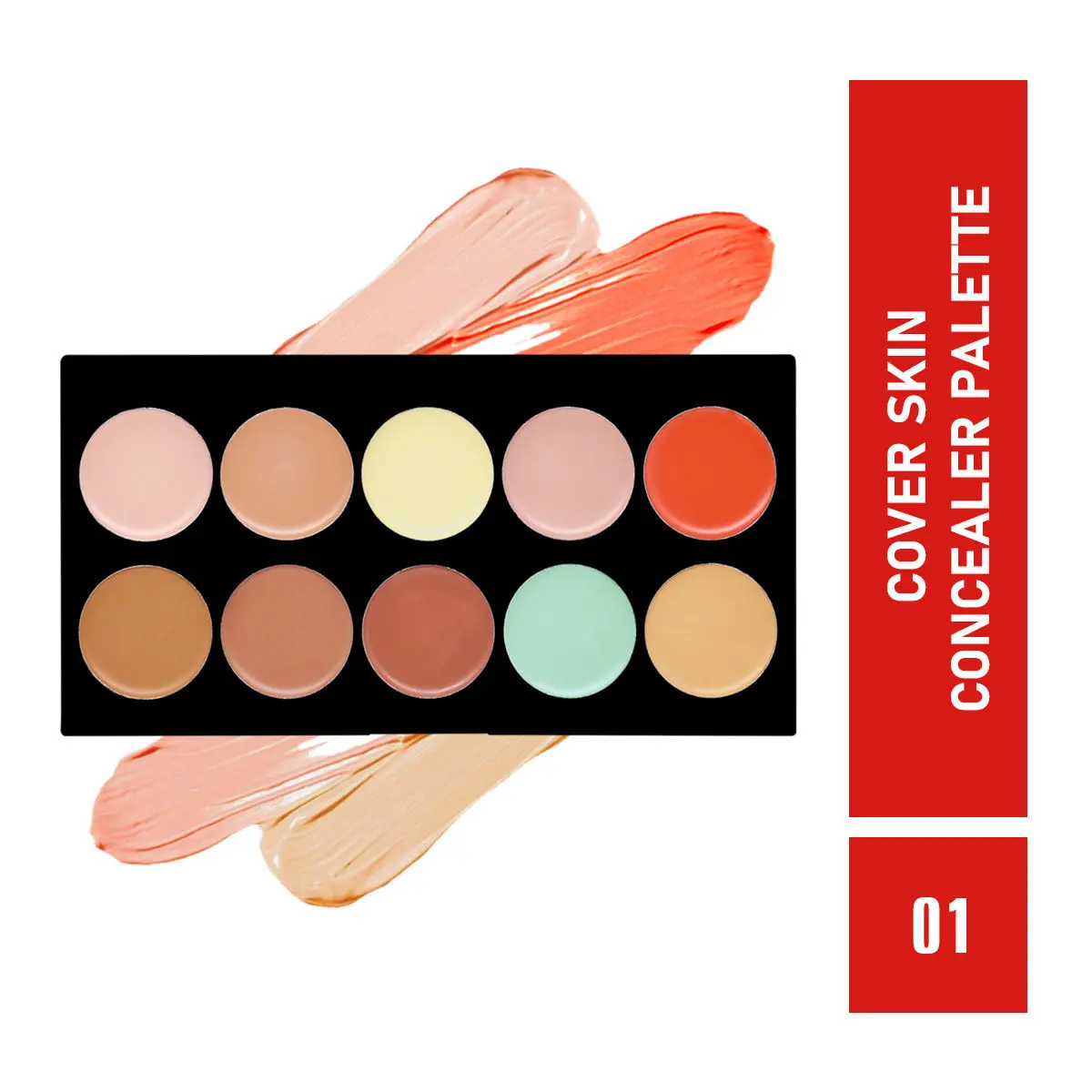 Mattlook Cover Skin Concealer Palette Full Coverage Colour Correcting Lightweight Long-lasting Waterproof Creamy Formula - 01 (18g)