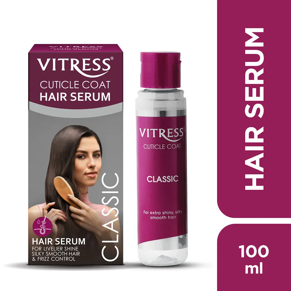 Vitress Cuticle Coat Classic Hair Serum, Instant Hair Transformation, Damage & Frizz Control Hair Serum for Women, Satin-Soft Touch, Livelier Shine, Easy-To-Manage, For Dry and Frizzy Hair, Suitable For All Hair Types, 100 ml