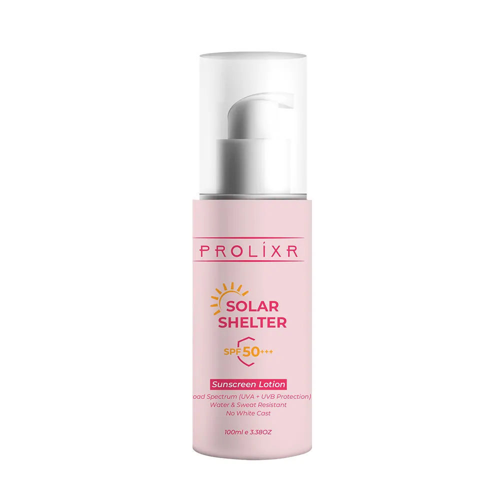 Prolixr Solar Shelter Sunscreen SPF 50 PA++++ Broad Spectrum UVA & UVB Protection