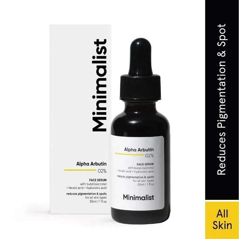 Minimalist 2% Alpha Arbutin Face Serum With Butylresorcinol & Ferulic Acid For Hyperpigmentation