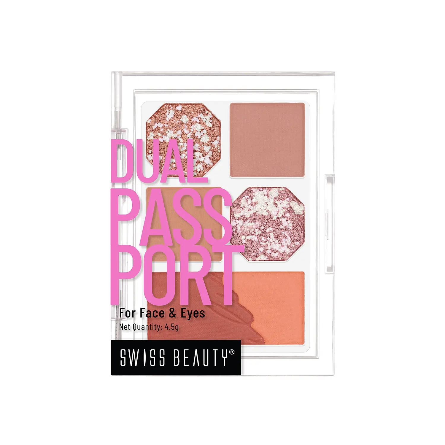 Swiss Beauty Dual Passport Eyeshadow Palette with 4 Eyeshadows & 2 Blushers | Highly Pigmented | Long-Lasting | Blendable | For All Skin Types 2-Dinner Date