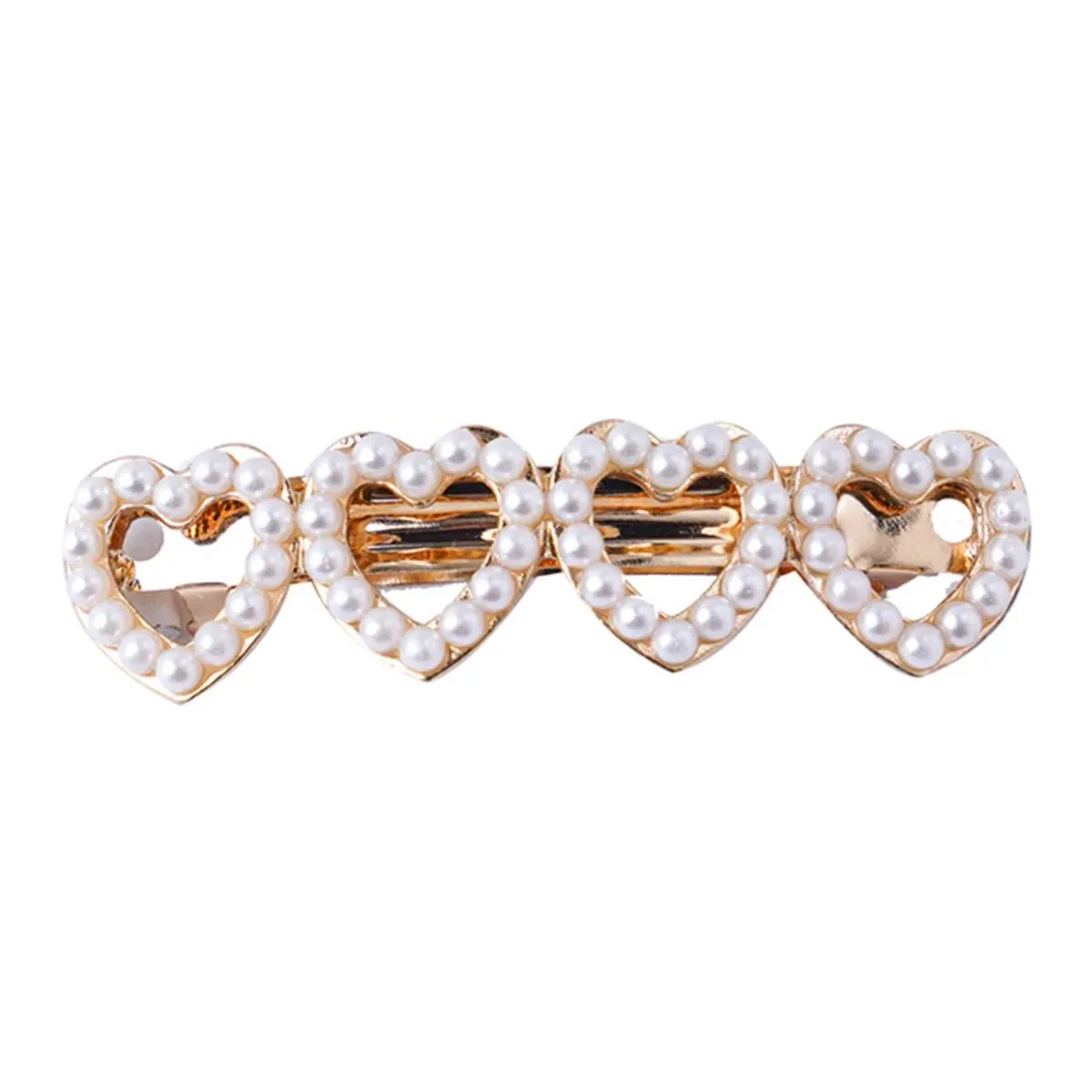 Ferosh Pearl Multi Hearts Golden Hair Pin