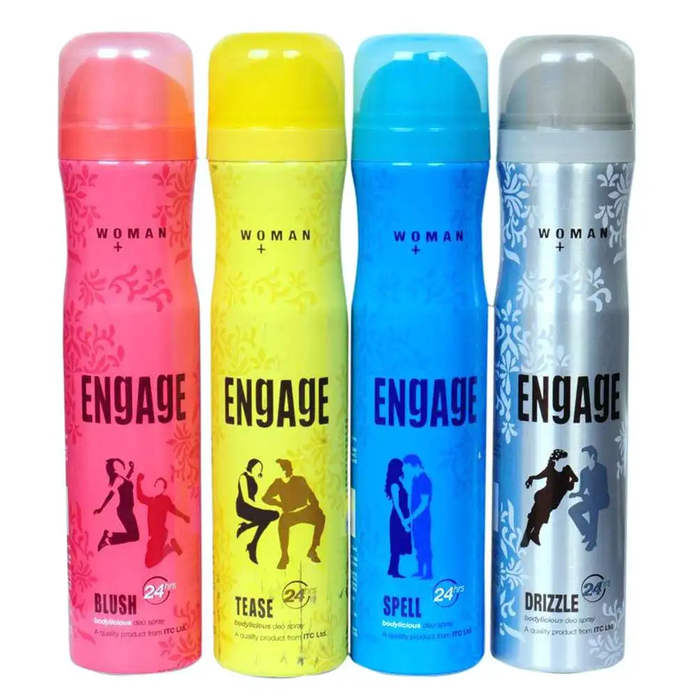 Engage Spell Tease Blush and Drizzle Deo Combo of 4,  165 ml  for Women