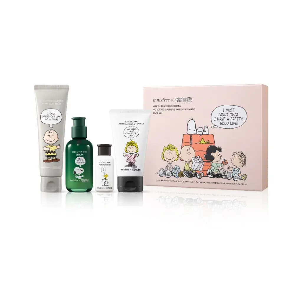 Innisfree X Peanuts Ltd. Edition Green Tea & Volcanic Mask Duo Set (4 pieces)