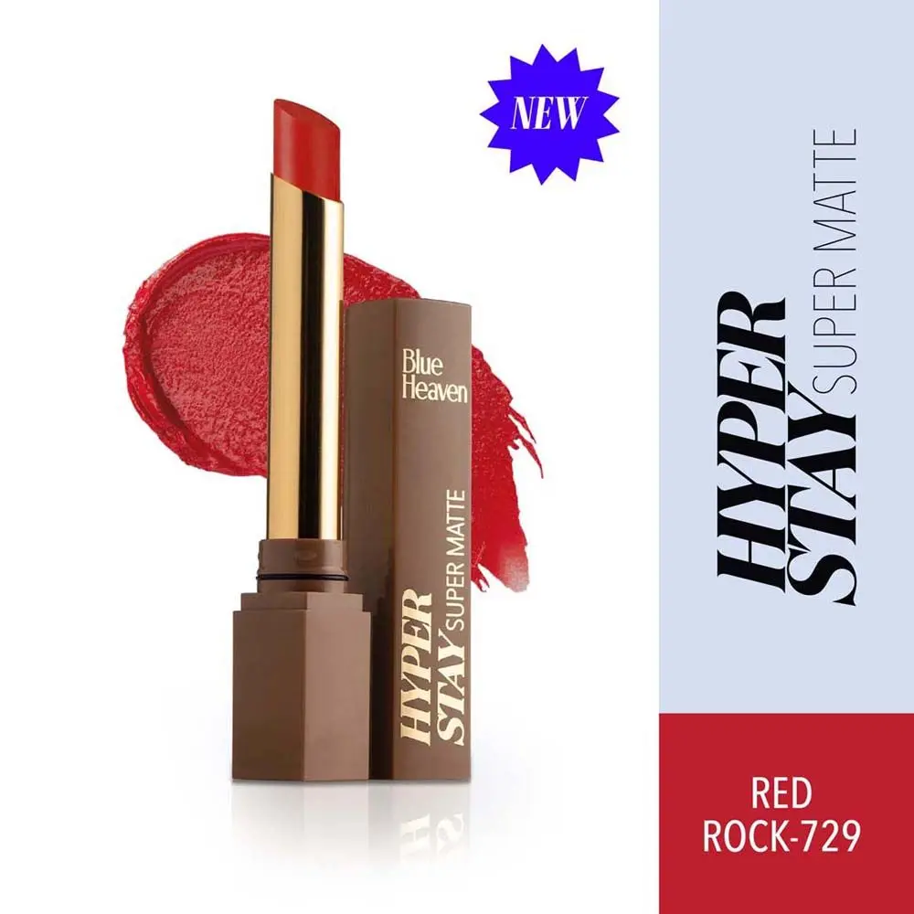 Blue Heaven Hyperstay Super Matte Lipstick -Red Rock, 729, 2,2gm