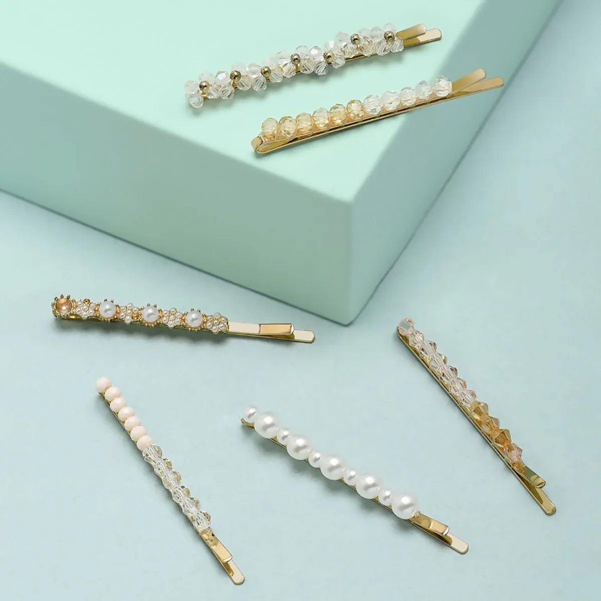 Zaveri Pearls Set Of 6 Gold Tone Crystal Shine Beads & Pearls Embellished Hair Pins (ZPFK9918)