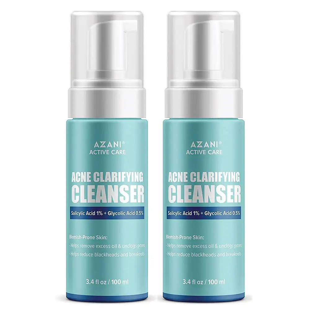 Azani Active Care Acne Clarifying Cleanser,  100 ml  with Salicylic Acid 1% + Glycolic Acid 0.5% (Pack of 2)