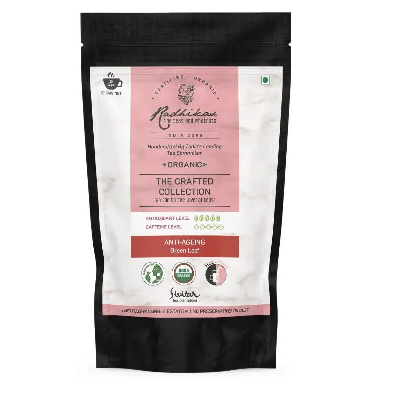 Radhikas Anti-Ageing Green Leaf, Certified Organic, Cold & Hot Brew