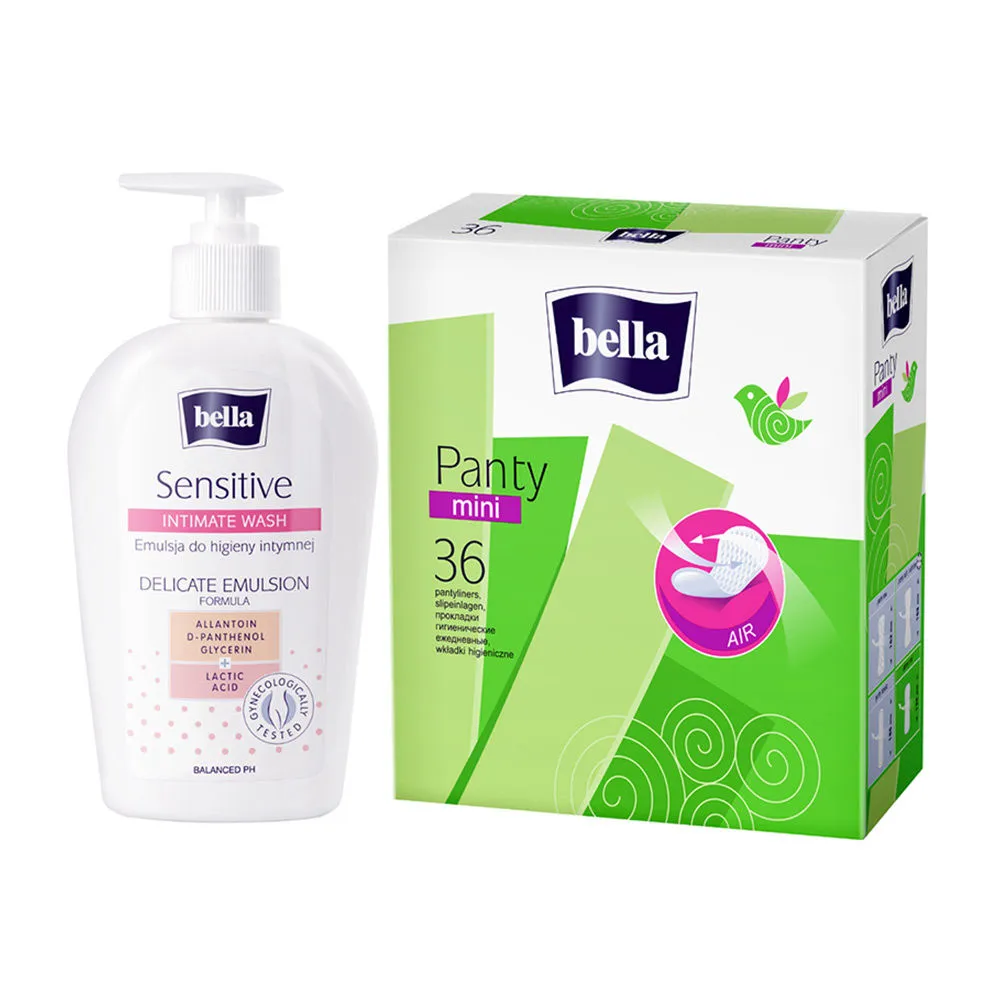 Bella Panty Mini Pantyliner + Bella Intimate Wash Sensitive Combo