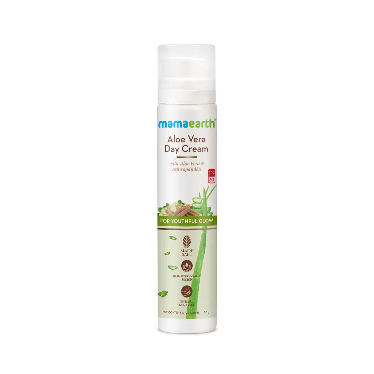 Mamaearth Aloe Vera Day Cream With Spf 30 With Aloe Vera & Ashwagandha For A Youthful Glow