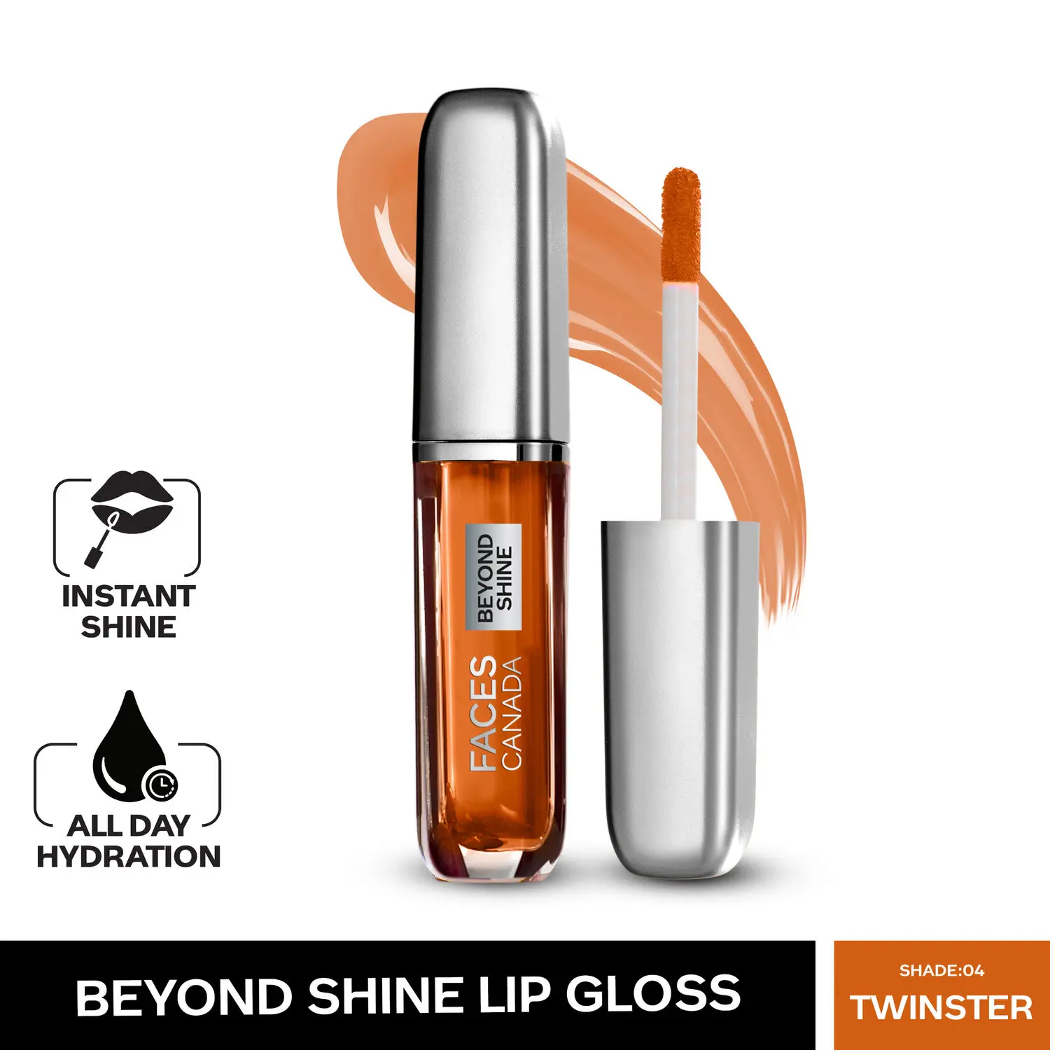 Faces Canada Beyond Shine Lip Gloss Twinster 04 I Instant Shine I Long lasting Hydration I Nourishing Macadamia Oil I Vegan I 3ml